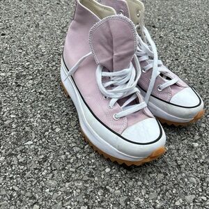 Converse Pink and White High-Top Sneakers